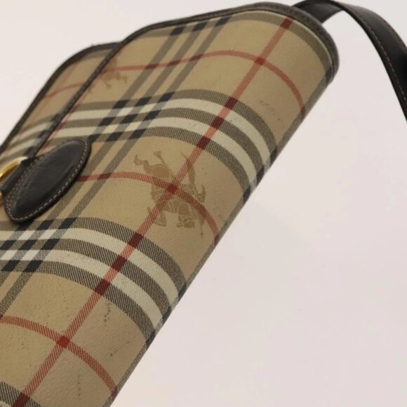 BURBERRY Nova Check Shoulder Bag PVC Beige Gold Auth 136729 - Picture 6 of 15